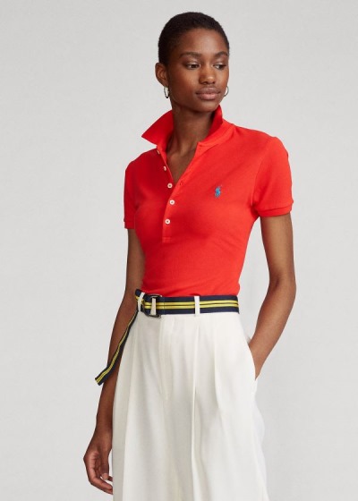 Camisa Polo Polo Ralph Lauren Mujer Rojos - Slim Fit Stretch - RJWTC6258